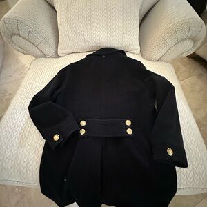 Vintage Versus Gianni Versace Black Wool Coat Gold Medusa Buttons Size 42